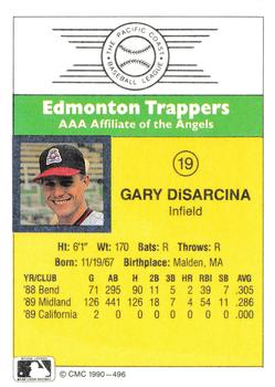 1990 CMC #496 Gary DiSarcina Back