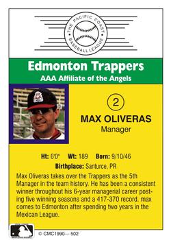 1990 CMC #502 Max Oliveras Back