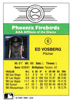 1990 CMC #533 Ed Vosberg Back