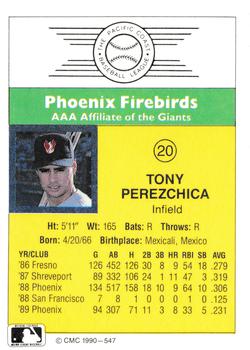 1990 CMC #547 Tony Perezchica Back