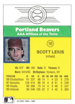 1990 CMC #568 Scott Leius Back