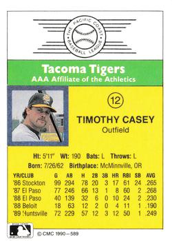 1990 CMC #589 Timothy Casey Back