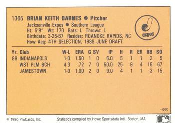 1990 CMC #660 Brian Barnes Back