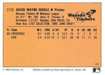 1990 CMC #693 Dave Riddle Back