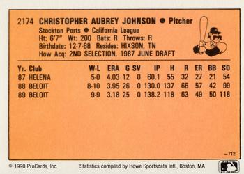 1990 CMC #712 Chris Johnson Back
