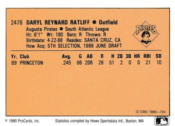 1990 CMC #724 Daryl Ratliff Back