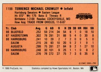 1990 CMC #762 Terry Crowley Back
