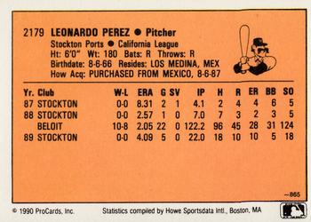 1990 CMC #865 Leo Perez Back