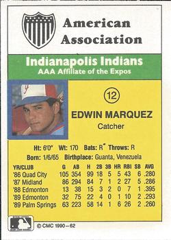 1990 CMC #62 Edwin Marquez Back