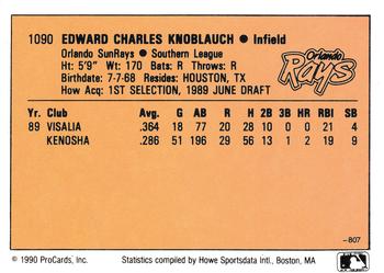 1990 CMC #807 Chuck Knoblauch Back