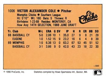 1990 CMC #830 Victor Cole Back