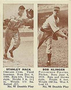 1941 Double Play (R330) #97-98 Stan Hack / Bob Klinger Front