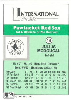 1990 CMC Pawtucket Red Sox #16 Julius McDougal Back