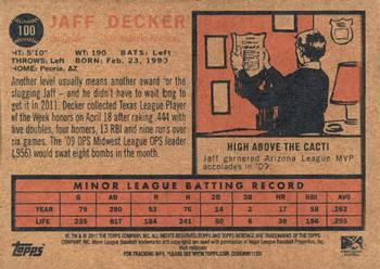 2011 Topps Heritage Minor League #100 Jaff Decker Back