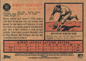 2011 Topps Heritage Minor League #161 Manny Machado Back