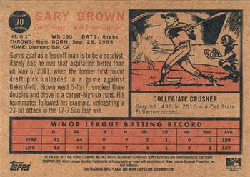 2011 Topps Heritage Minor League #70 Gary Brown Back
