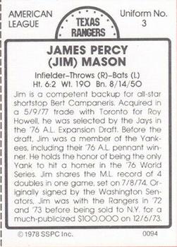 1978 SSPC 270 #94 Jim Mason Back