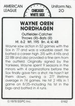 1978 SSPC 270 #162 Wayne Nordhagen Back