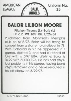 1978 SSPC 270 #202 Balor Moore Back
