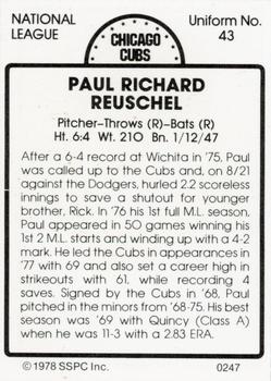1978 SSPC 270 #247 Paul Reuschel Back