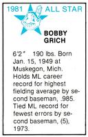 1981 All-Star Game Program Inserts #NNO Bobby Grich Back