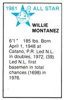 1981 All-Star Game Program Inserts #NNO Willie Montanez Back
