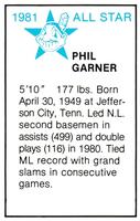1981 All-Star Game Program Inserts #NNO Phil Garner Back