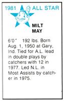1981 All-Star Game Program Inserts #NNO Milt May Back
