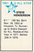 1981 All-Star Game Program Inserts #NNO Steve Henderson Back