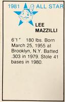 1981 All-Star Game Program Inserts #NNO Lee Mazzilli Back