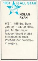 1981 All-Star Game Program Inserts #NNO Nolan Ryan Back
