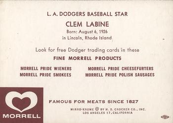 1959 Morrell Meats #NNO Clem Labine Back
