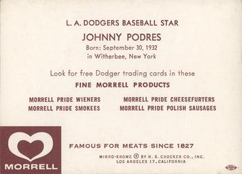 1959 Morrell Meats #NNO Johnny Podres Back