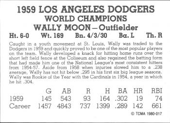 1980 TCMA 1959 Los Angeles Dodgers Black & White #017 Wally Moon Back