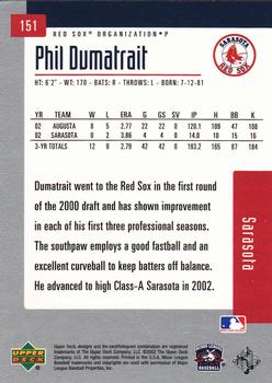 2002 Upper Deck Minor League #151 Phil Dumatrait Back
