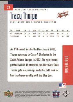 2002 Upper Deck Minor League #21 Tracy Thorpe Back