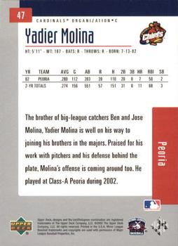 2002 Upper Deck Minor League #47 Yadier Molina Back