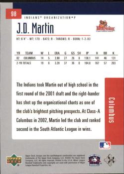 2002 Upper Deck Minor League #98 J.D. Martin Back