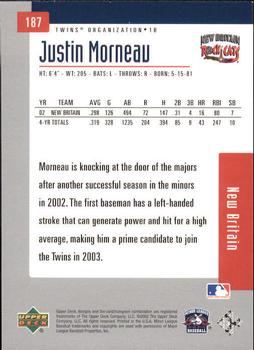 2002 Upper Deck Minor League #187 Justin Morneau Back