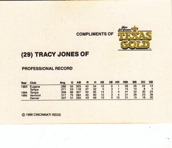 1986 Texas Gold Cincinnati Reds #NNO Tracy Jones Back