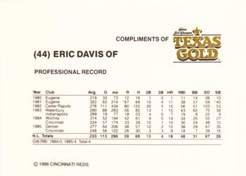 1986 Texas Gold Cincinnati Reds #NNO Eric Davis Back
