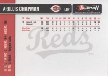 2011 Thompson Plumbing Cincinnati Reds #NNO Aroldis Chapman Back
