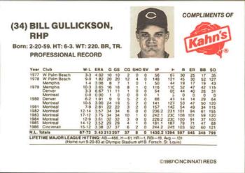 1987 Kahn's Cincinnati Reds #NNO Bill Gullickson Back