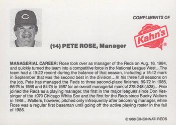 1988 Kahn's Cincinnati Reds #NNO Pete Rose Back