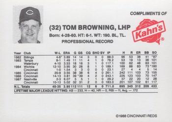 1988 Kahn's Cincinnati Reds #NNO Tom Browning Back