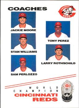 1991 Kahn's Cincinnati Reds #NNO Reds Coaches (Jackie Moore / Tony Perez / Sam Perlozzo / Stan Williams / Larry Rothschild) Front
