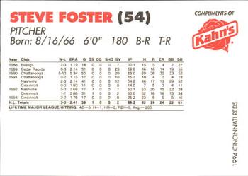 1994 Kahn's Cincinnati Reds #NNO Steve Foster Back