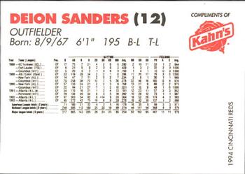 1994 Kahn's Cincinnati Reds #NNO Deion Sanders Back