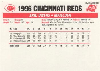 1996 Kahn's Cincinnati Reds #NNO Eric Owens Back