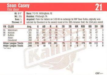 1998 Kahn's Cincinnati Reds #NNO Sean Casey Back
